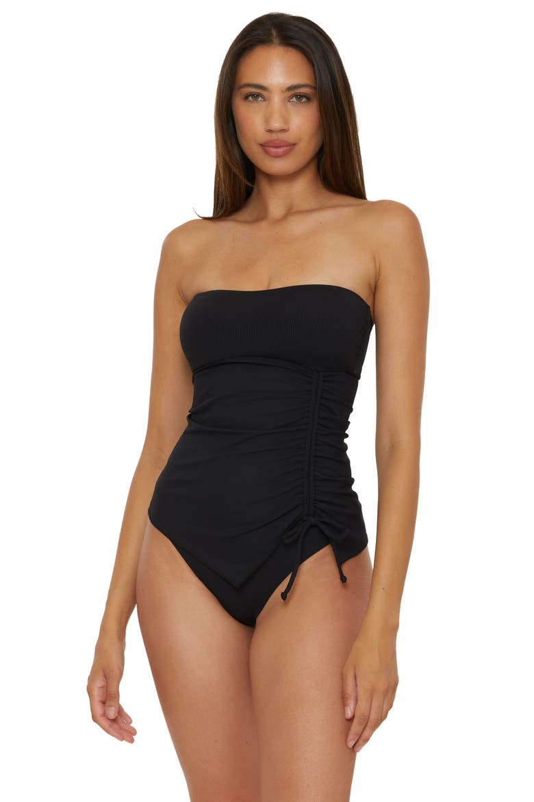 Modern Edge Rib Tankini Top, Alternate, color, BLACK
