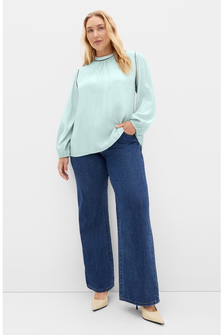 Lorena Smocked Neck Top, Alternate, color, MINT