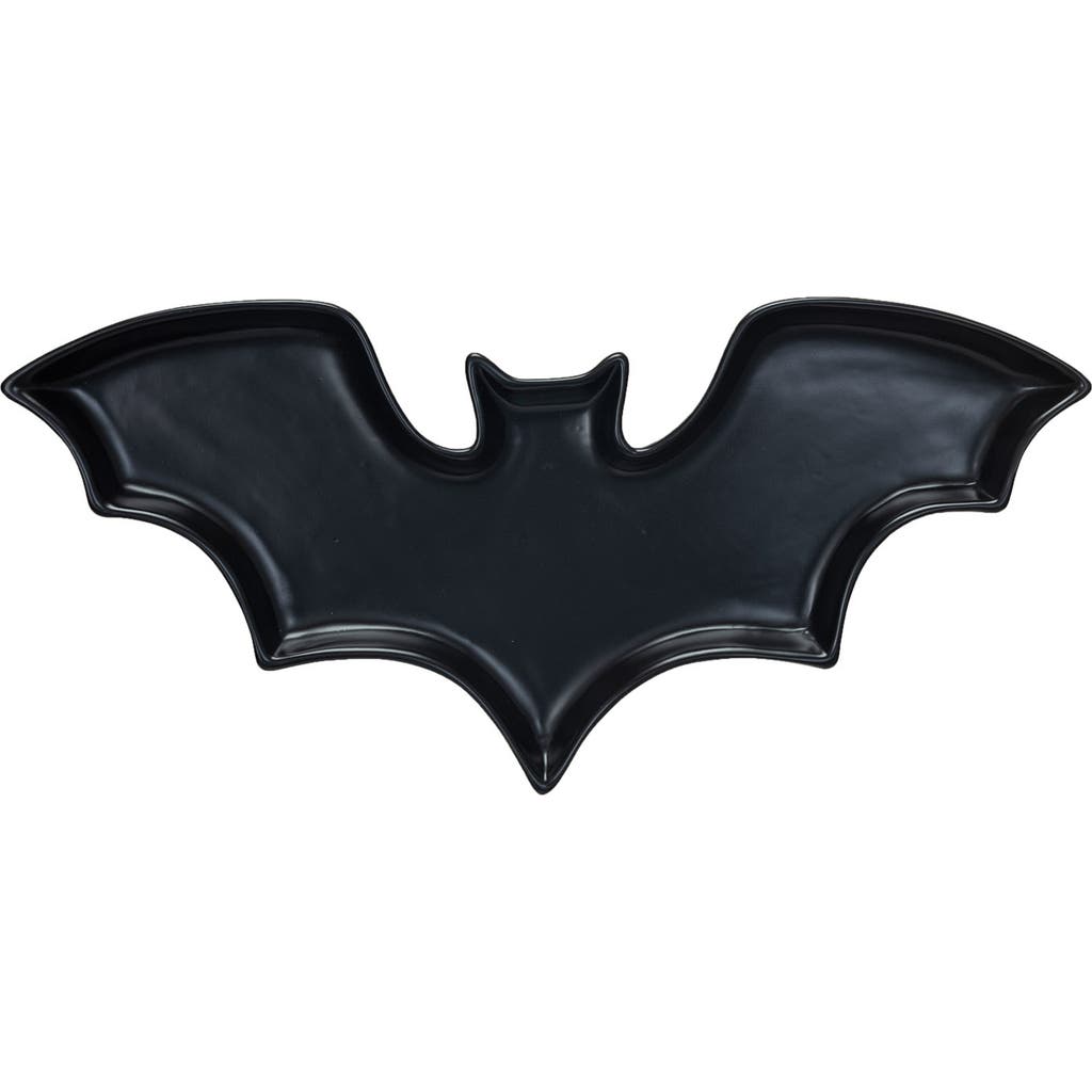 Creative Co-op Stoneware Bat Dish In Black