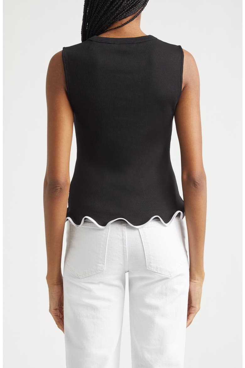Elianne Rib Stretch Cotton Tank, Alternate, color, BLACK