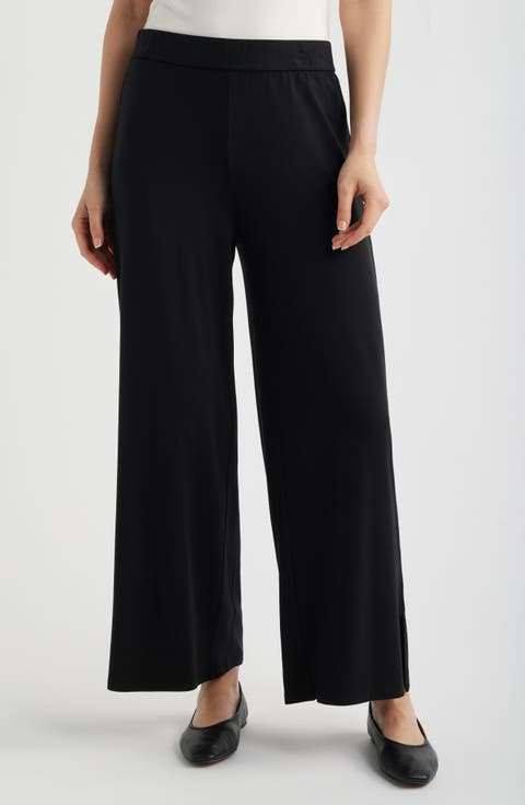 Side Slit Wide Leg Ankle Pants