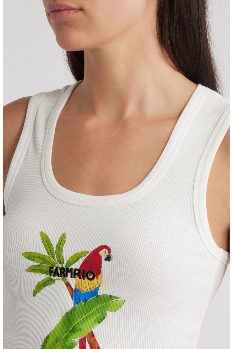 Macaw Embroidered Graphic Cotton Rib Tank, Alternate, color, OFF-WHITE