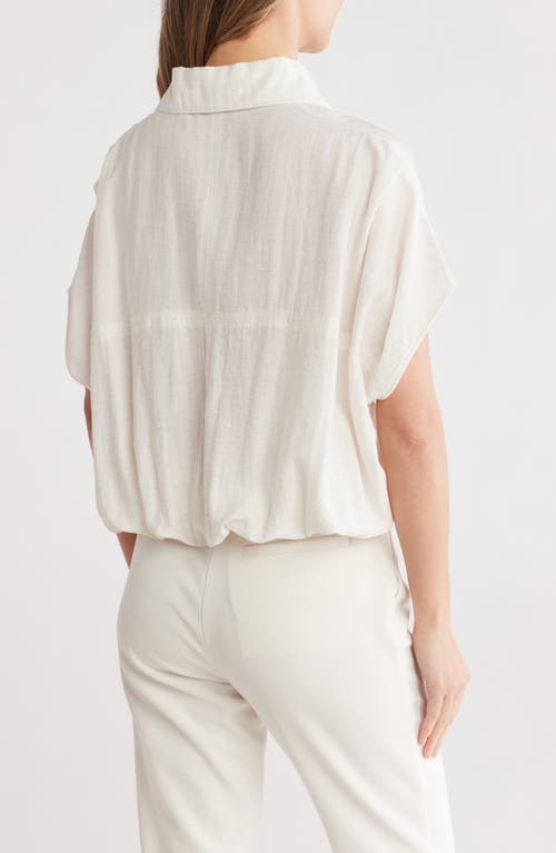 Patrizia Luca Short Sleeve Button Front Top In White