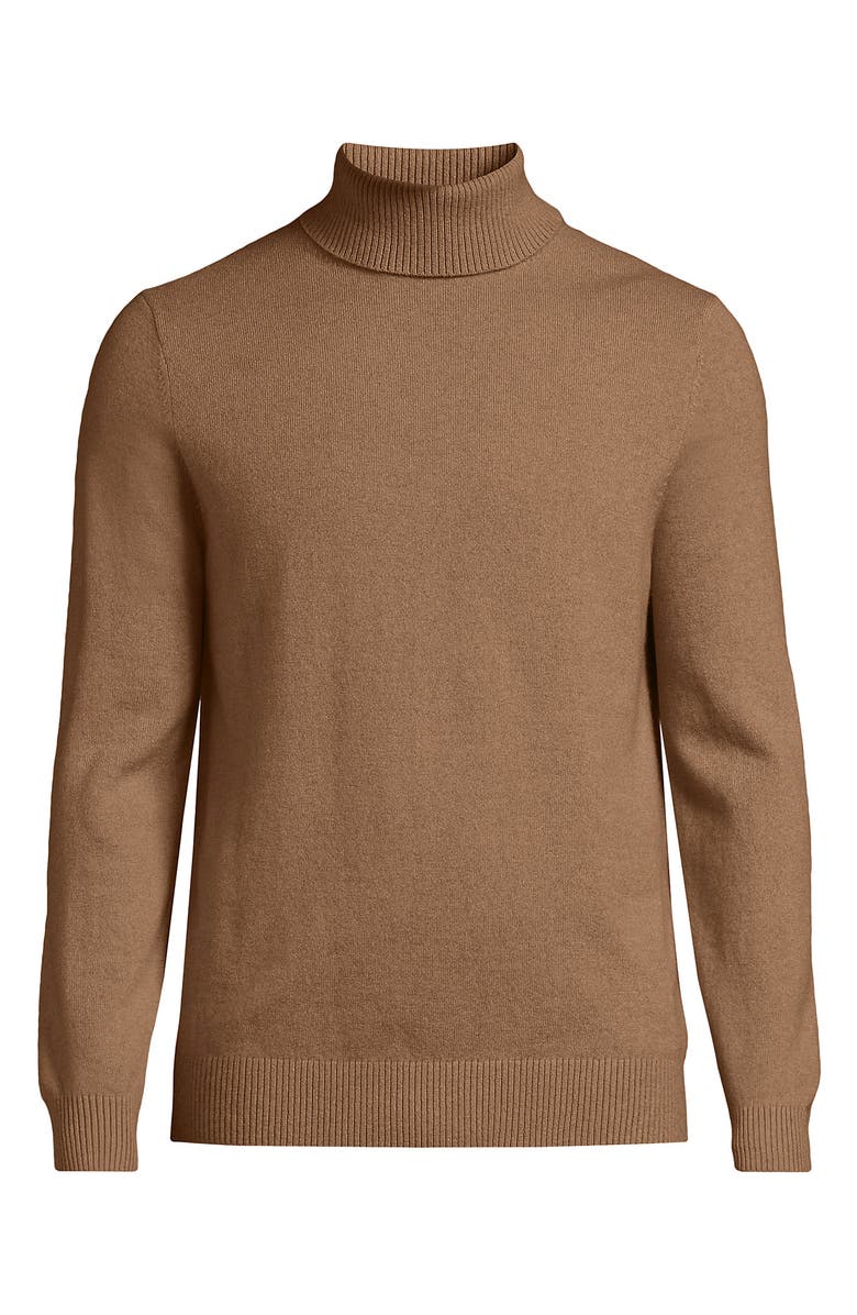 Lands' End Fine Gauge Cashmere Turtleneck Sweater, Alternate, color, Classic Camel