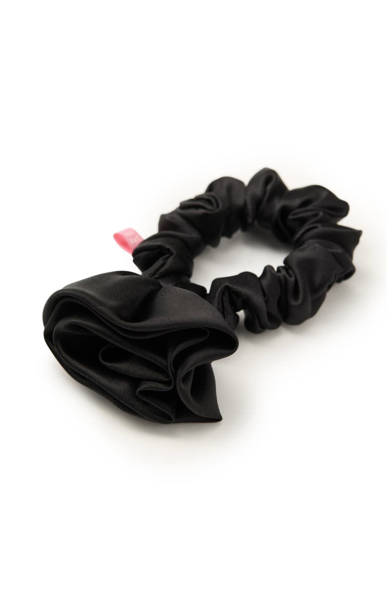 OLAH La Frida Rosa Silk Scrunchie, Alternate, color, Black
