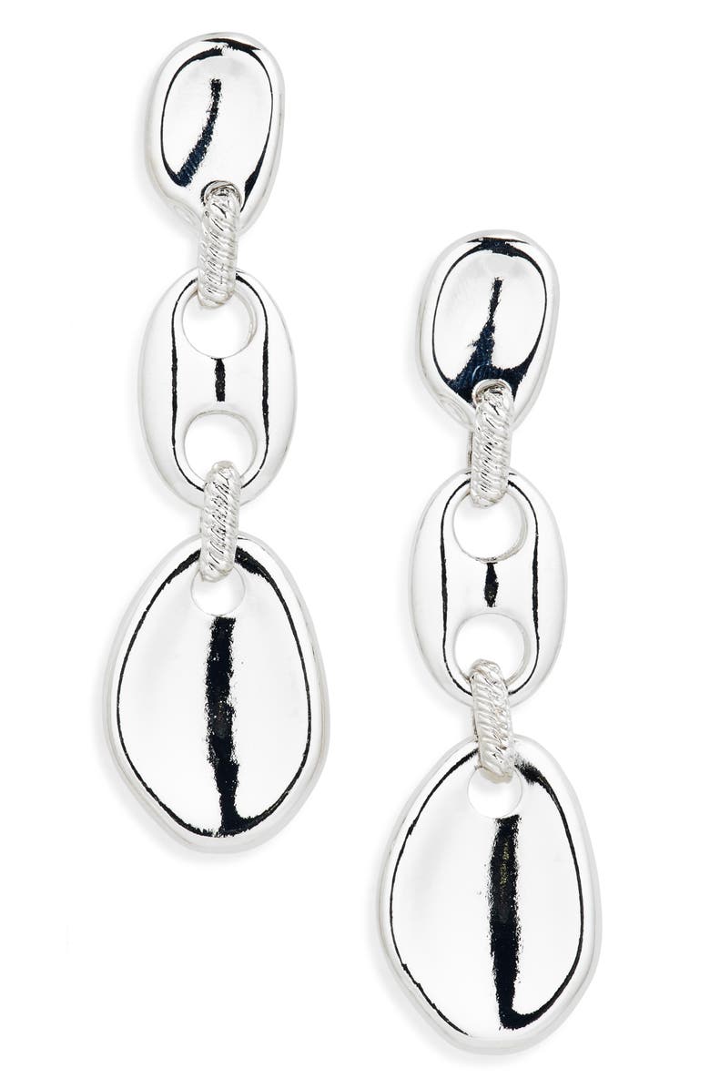 Tasha Link Drop Earrings, Main, color, Rhodium