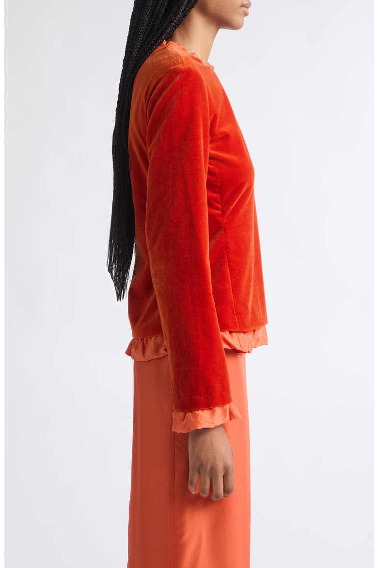 Velvet Crewneck Shirt, Alternate, color, DEEP PERSIMMON