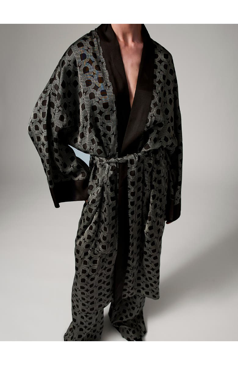 DAY Birger et Mikkelsen Rani Geometric Print Maxi Length Robe, Main, color, Black