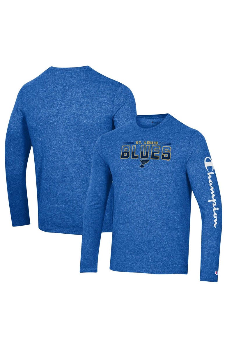 Champion Men's Champion Heather Royal St. Louis Blues Tri-Blend Long Sleeve T-Shirt, Main, color, Royal