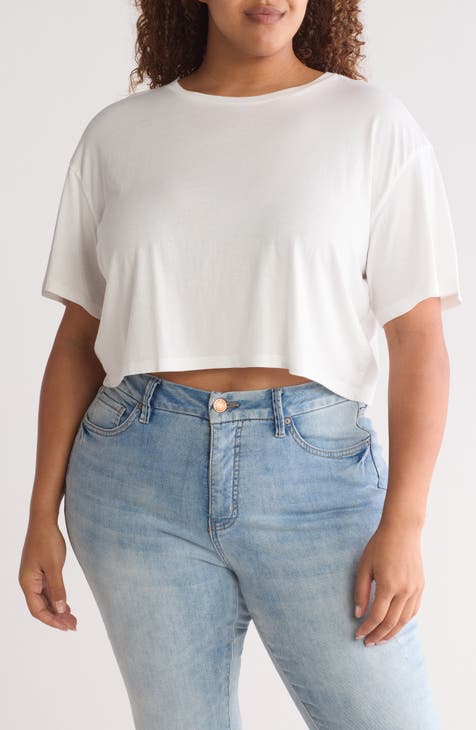 Boxy Cotton & Modal Crop T-Shirt (Plus)