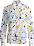 Alice + Olivia Willa Floral Silk Button-Up Shirt