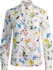 Alice + Olivia Willa Floral Silk Button-Up Shirt