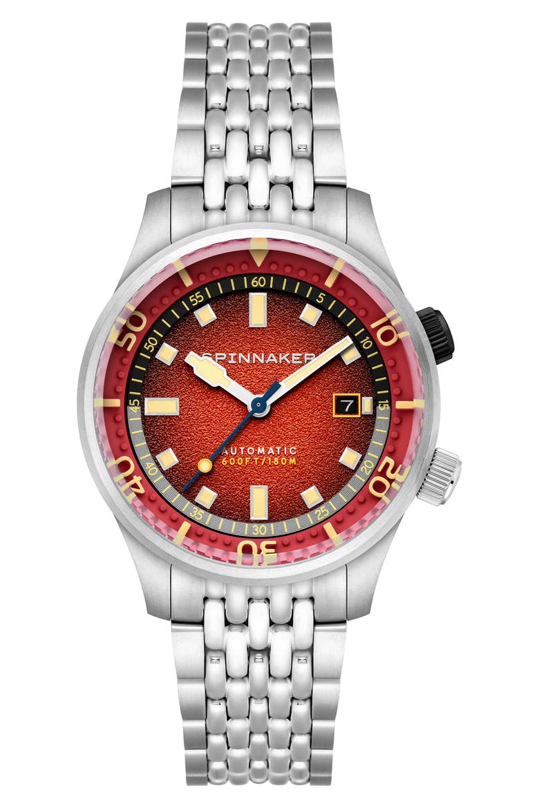 Bradner Automatic Bracelet Watch, 42mm, Main, color, RED