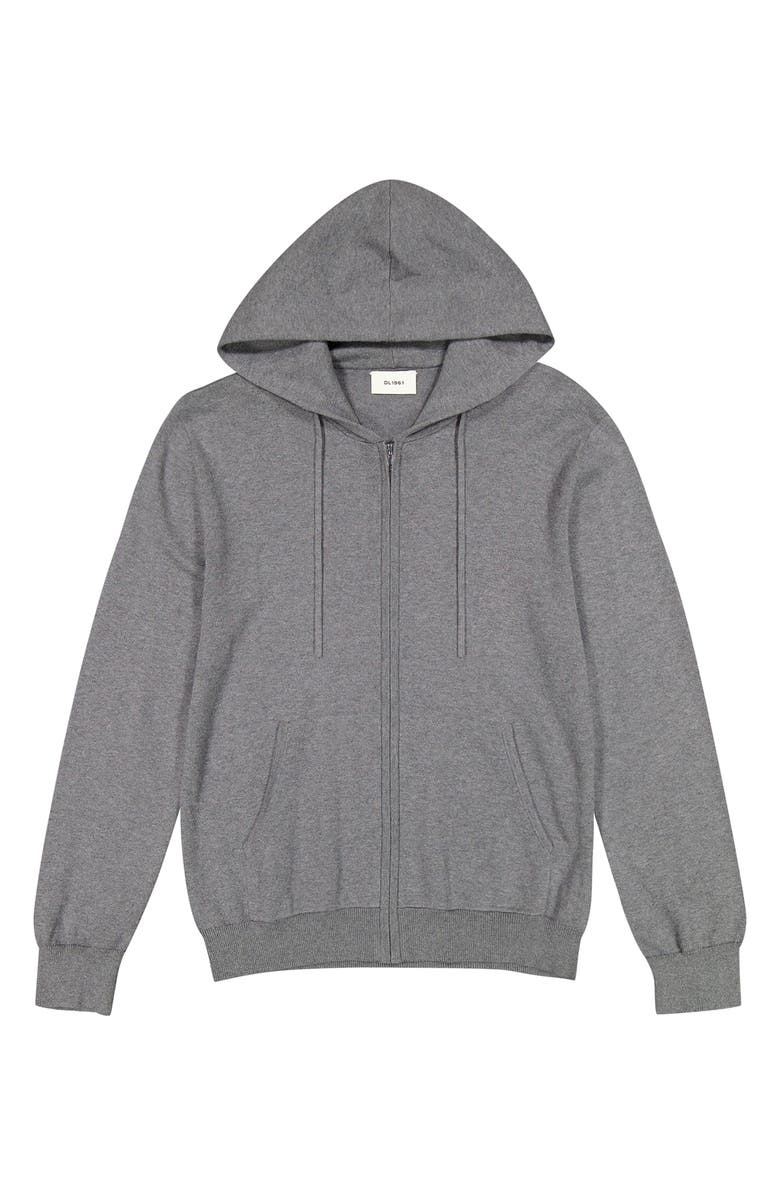 DL1961 Cotton & Cashmere Zip Hoodie Sweater, Alternate, color, Charcoal Grey