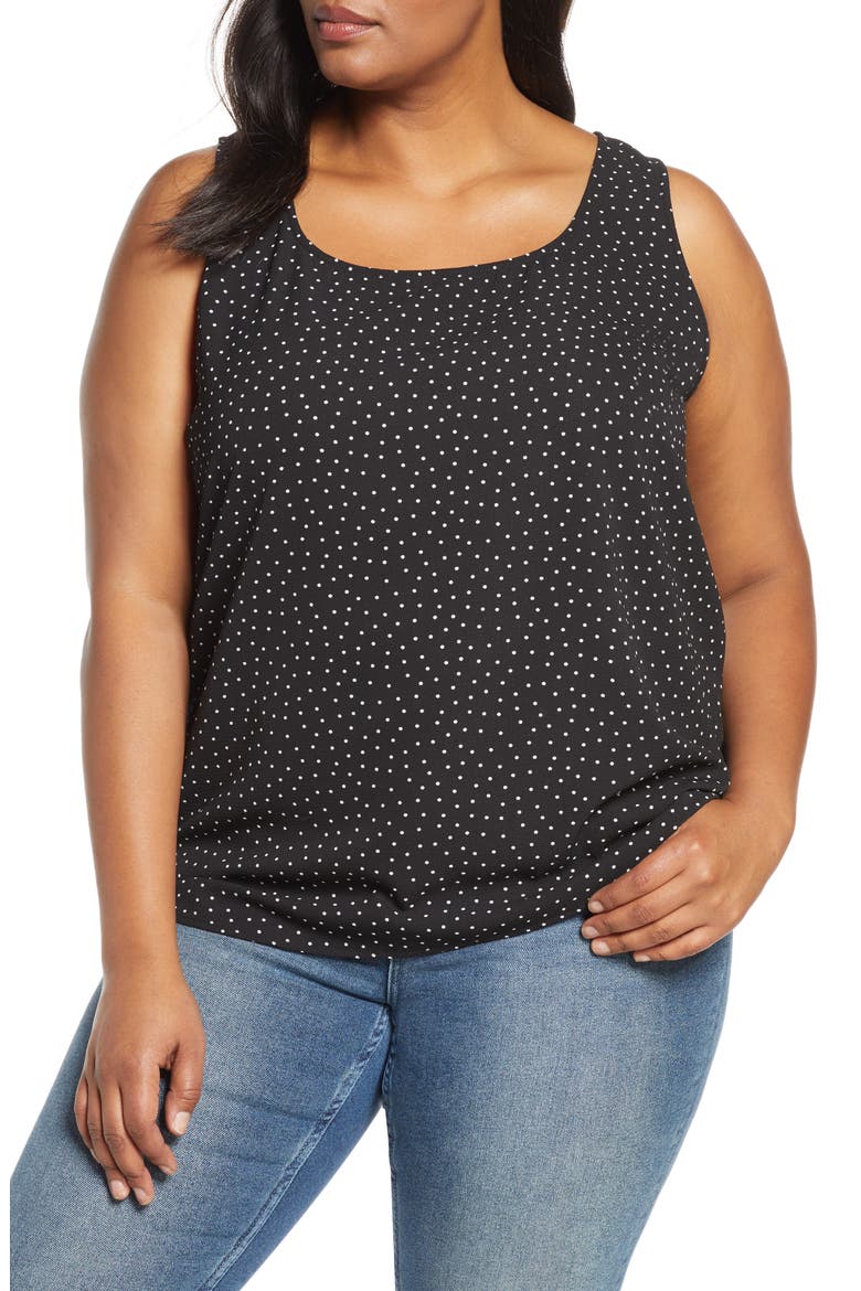 Easy Scoop Neck Tank Top, Main, color, BLACK PINDOT