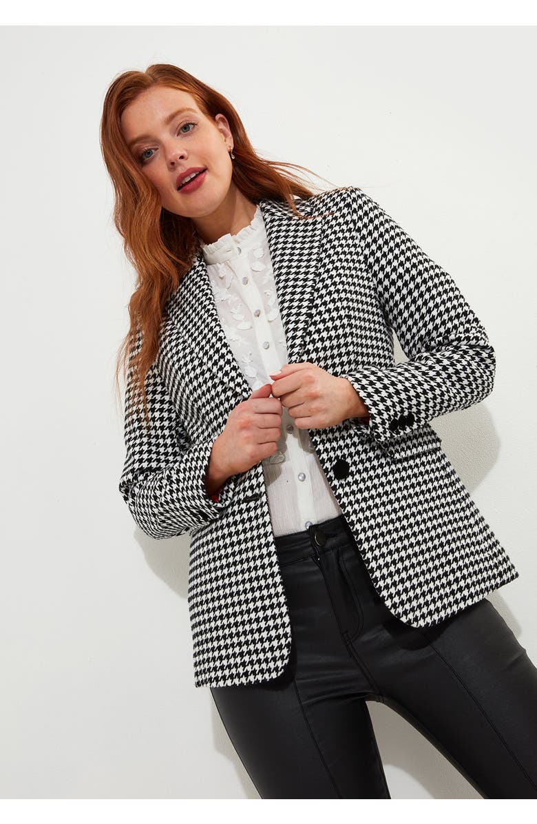 Joe Browns Notch Lapel Blazer, Alternate, color, Black Mini Houndstooth