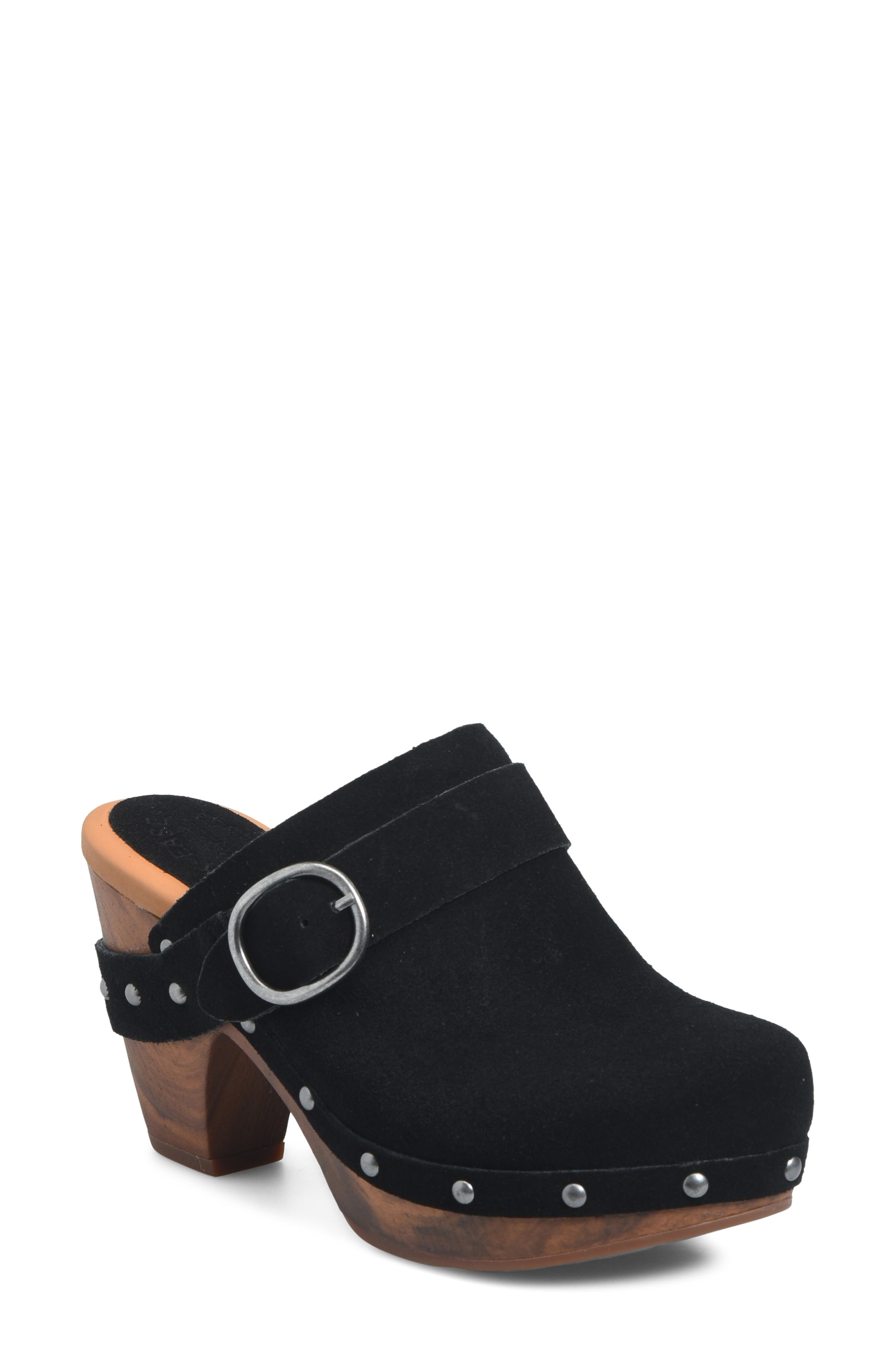 Gemini Leather Clog, Main, color, BLACK SUEDE