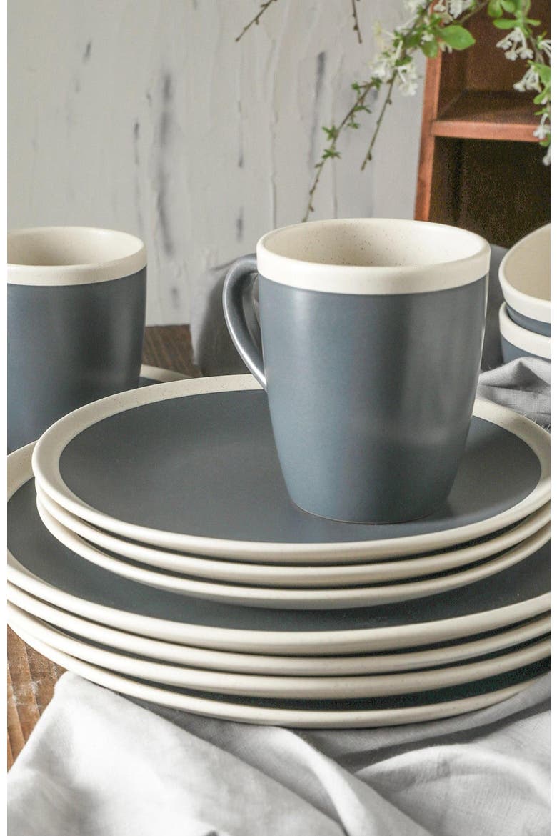 Serenity Stoneware 16-Piece Dinnerware Set, Alternate, color, Dark Gray and Cream