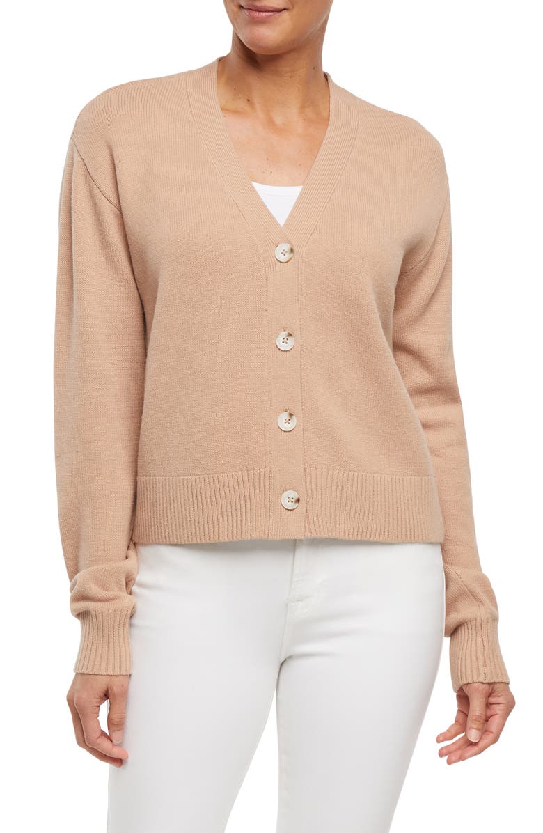 Three Dots Margaret Cardigan, Main, color, Light Taupe