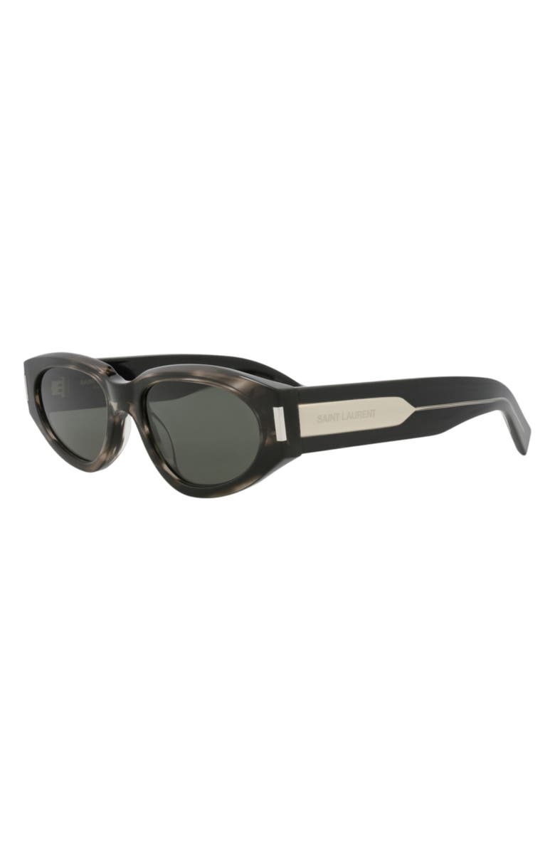 Saint Laurent 56mm Oval Sunglasses, Alternate, color, Havana Crystal Grey