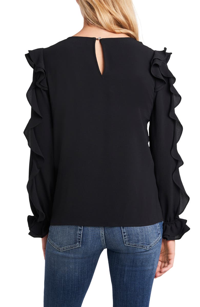 CeCe Ruffle Sleeve Crepe Top, Alternate, color, 