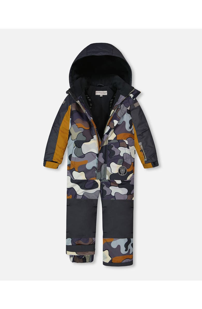 Deux par Deux Little Boy's One Piece Snowsuit Dark Gray Printed Camo, Alternate, color, 