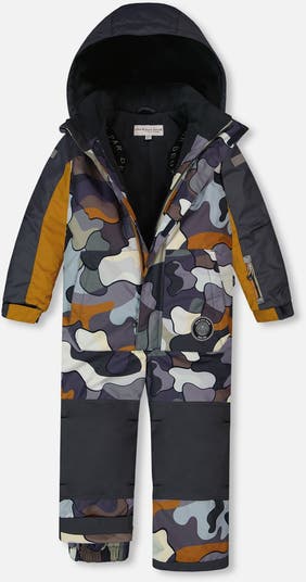One Piece Snowsuit Dark Gray Printed Camo