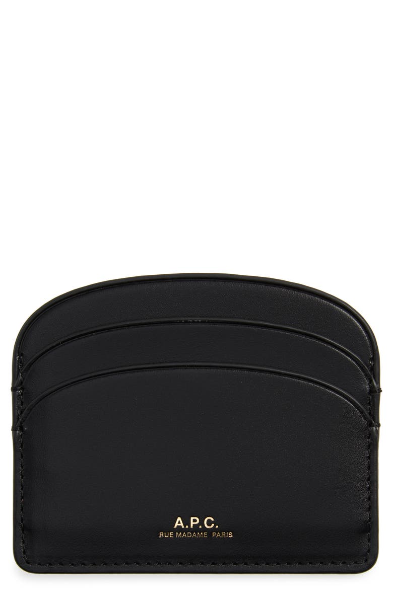 A.P.C. Porte Carte Demi Lune Leather Card Holder, Main, color, 