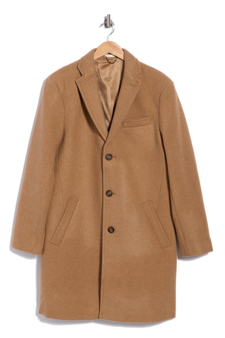 Wool Blend Three-Button Overcoat, Main, color, CAMEL