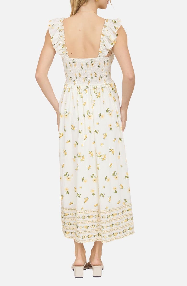 Blu Pepper Floral Ruffle Fit & Flare Midi Dress, Alternate, color, Butter Yellow Multi