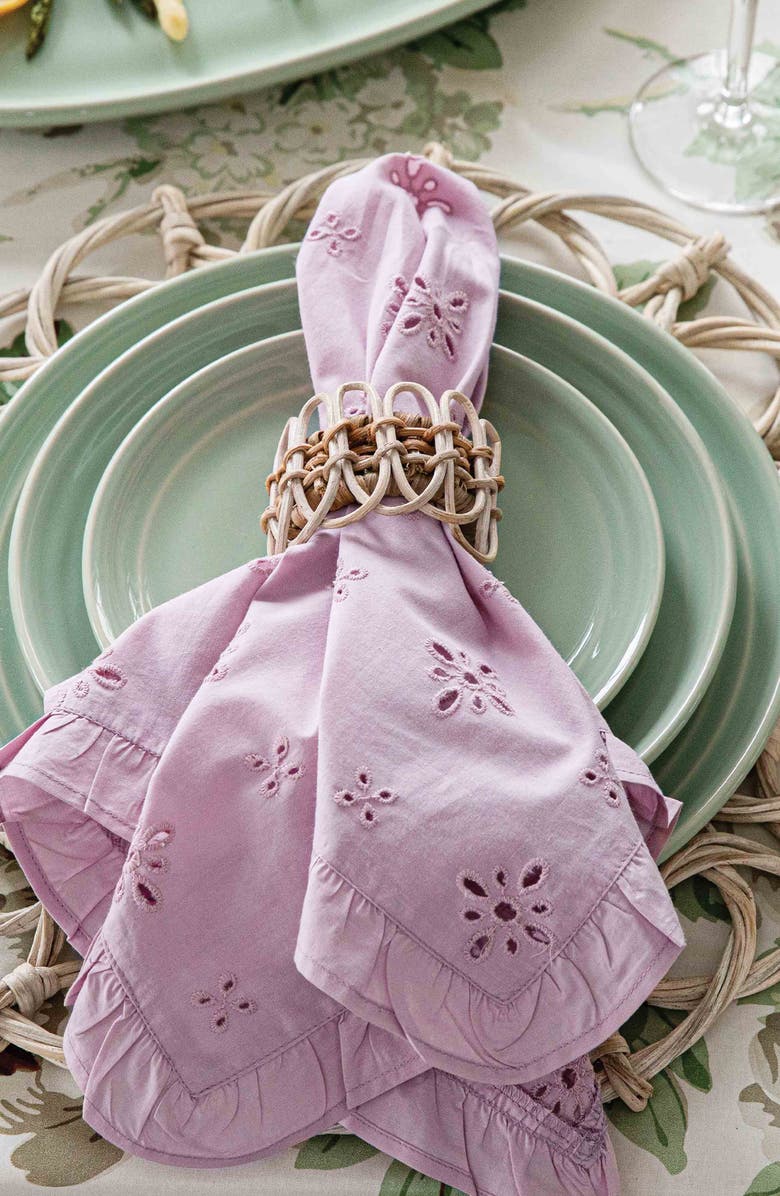 Juliska Provence Set of 4 Rattan Napkin Rings, Alternate, color, Natural/ Whitewash