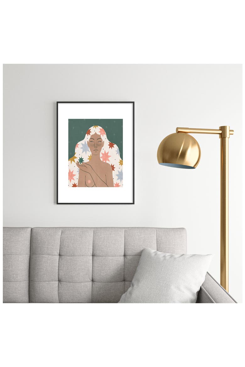 Star Girl Framed Art Print, Alternate, color, BLACK TONES