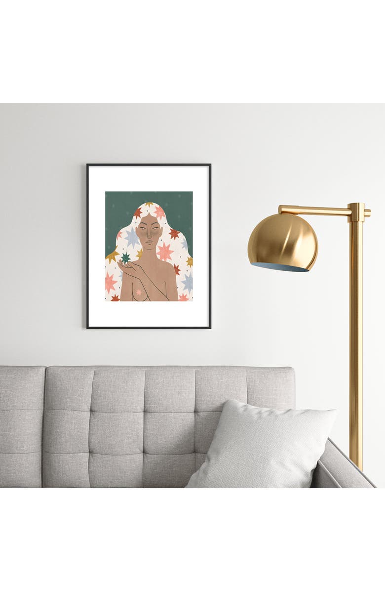Deny Designs Star Girl Framed Art Print, Alternate, color, Black Tones