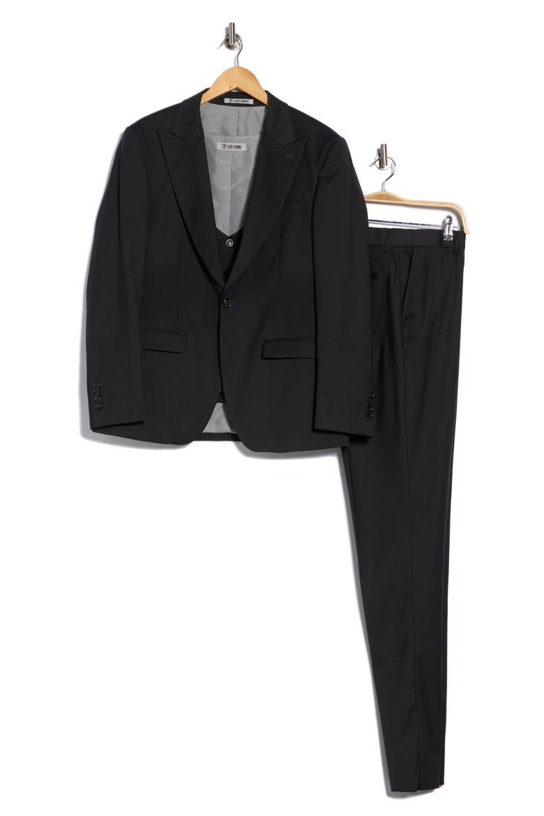 Stretch 3-Piece Suit, Alternate, color, DARK GREY