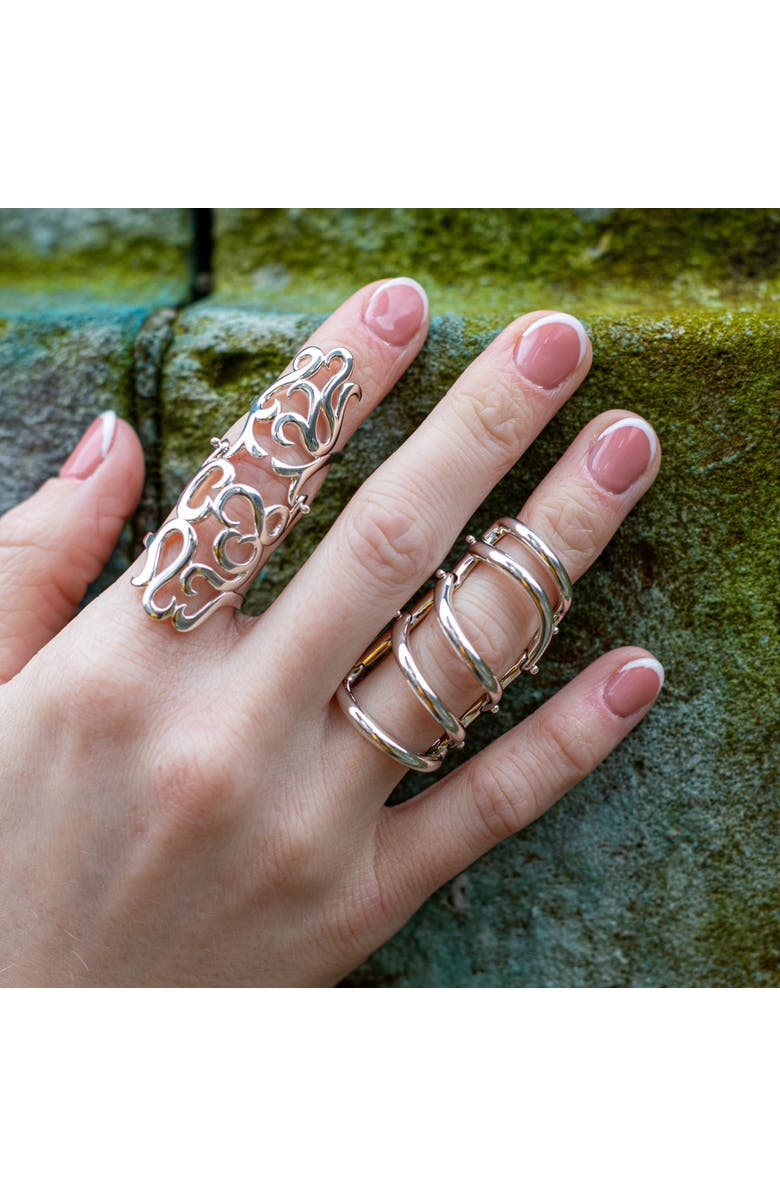 Lucy Quartermaine Drop Armour Ring With Double Hinge, Alternate, color, Sterling Silver