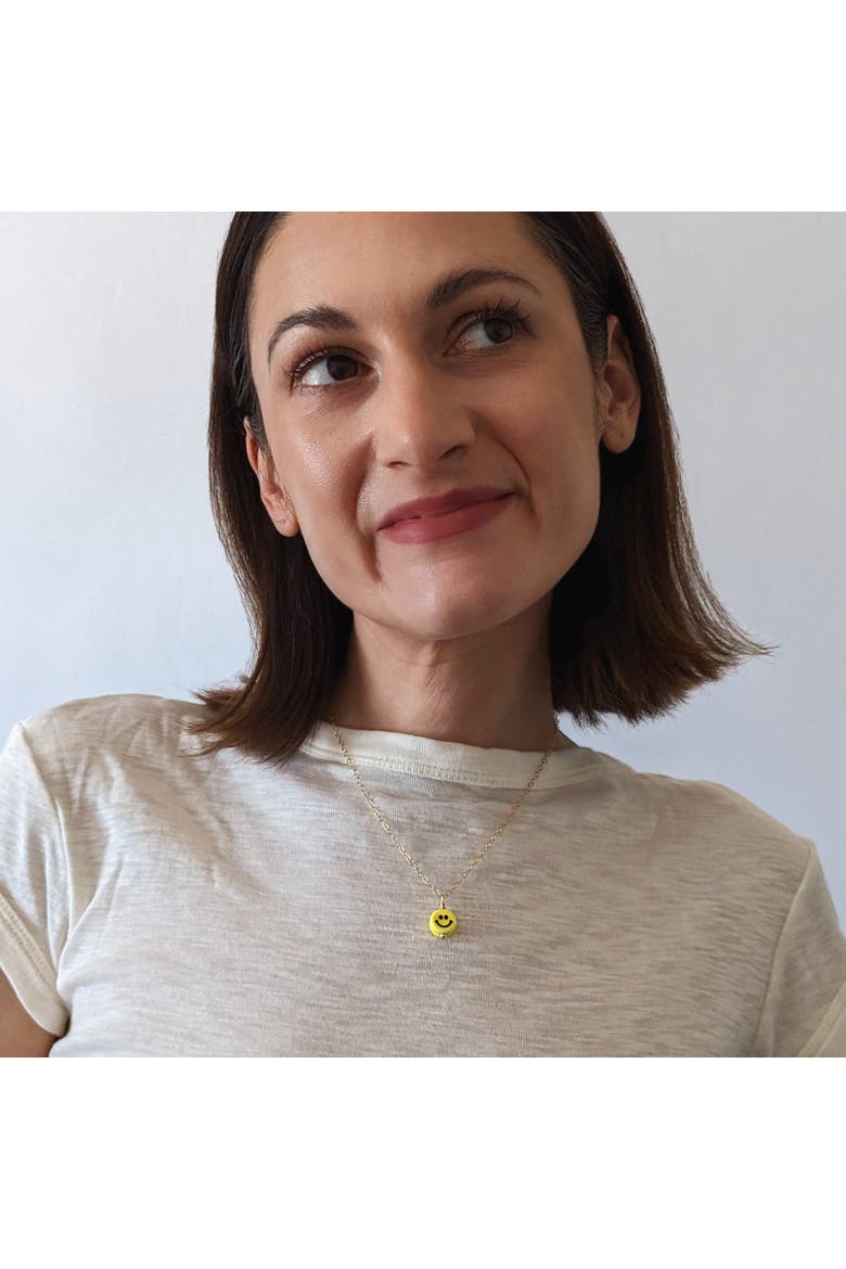 Charm Necklace, Alternate, color, Yellow smiley face