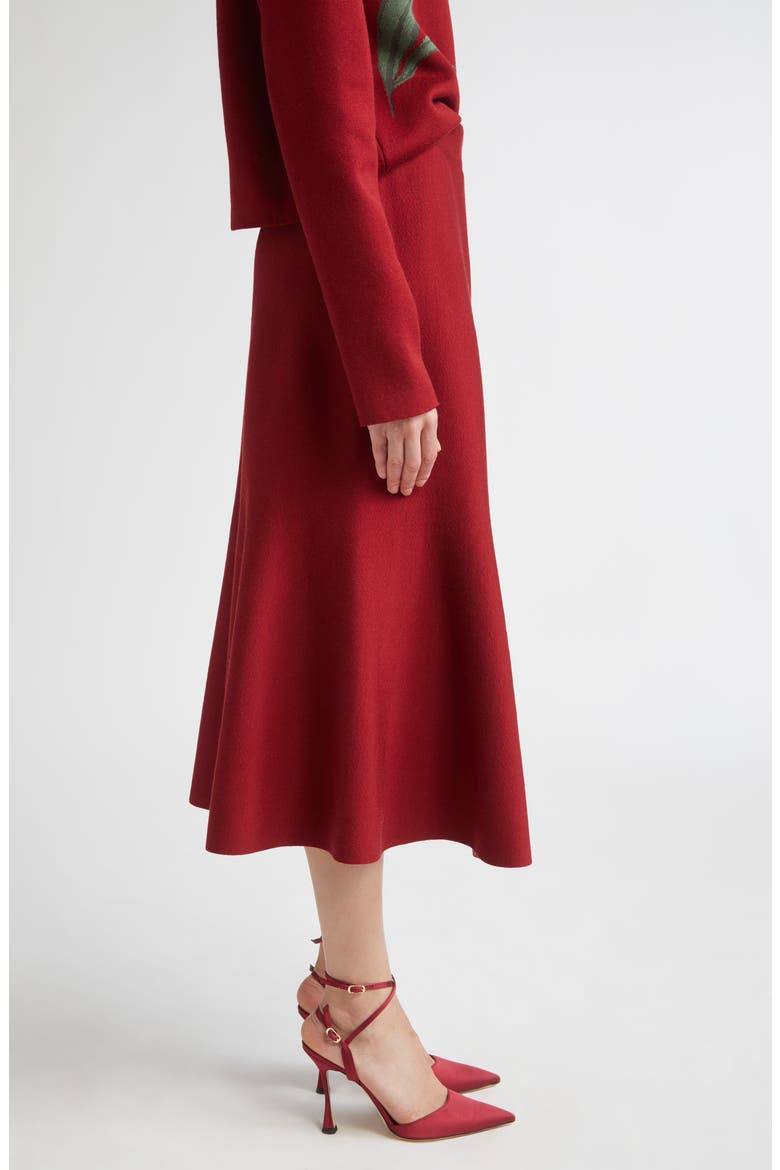 Floral Jacquard Flared Skirt, Alternate, color, GARNET MULTI