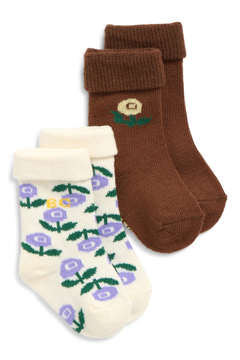 Stamp Blooms Assorted 2-Pack Organic Cotton Blend Crew Socks, Main, color, MULTICOLOR