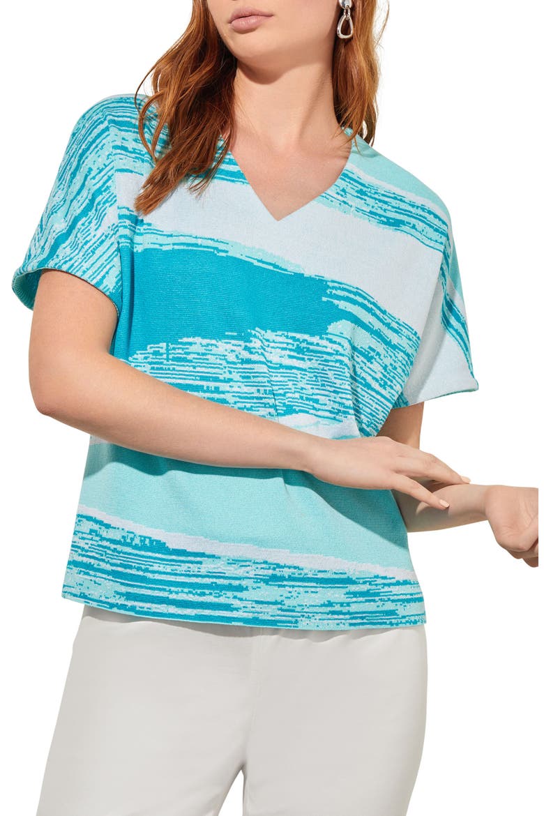 Short Sleeve Knit Top, Main, color, OCEANFRONT/ BERMUDA/ WHITE