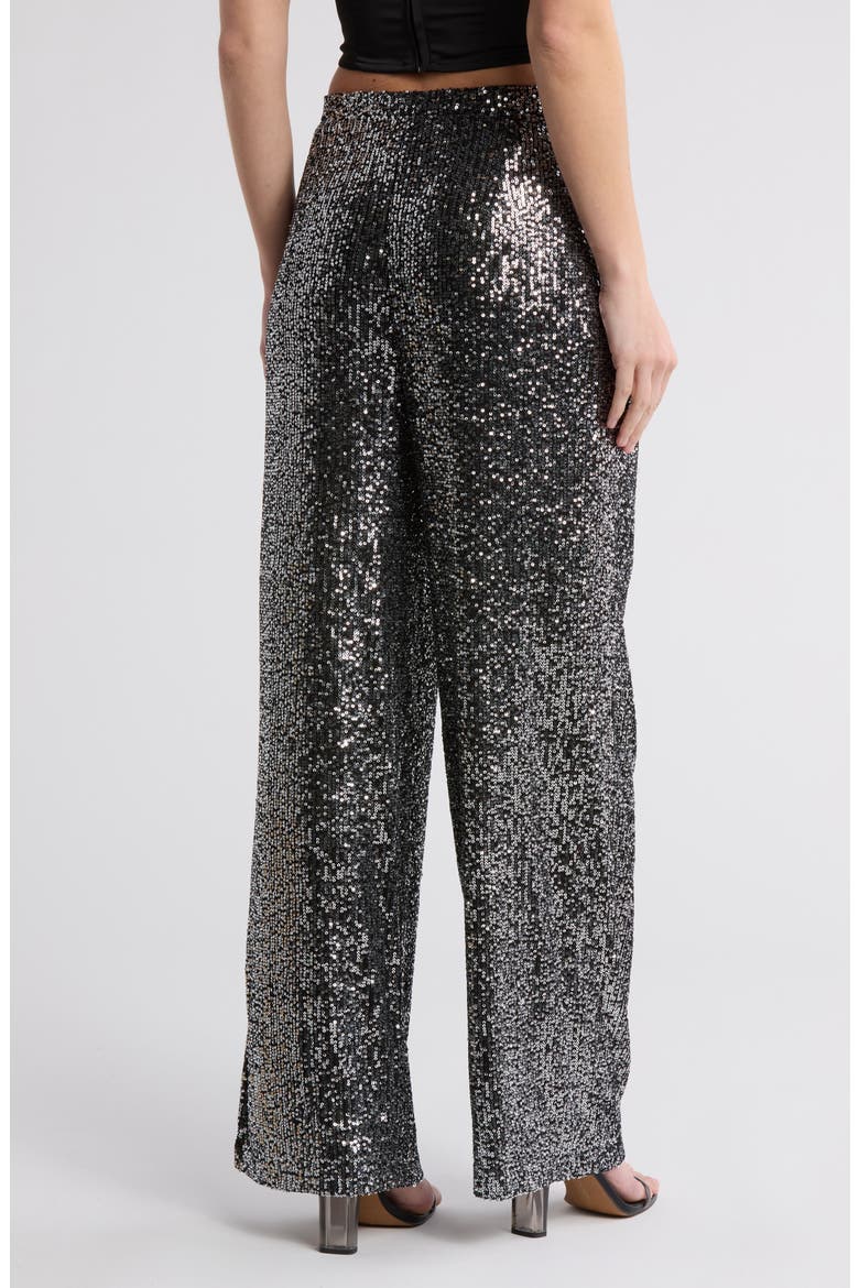 Sequin Wide Leg Trousers, Alternate, color, SILVER