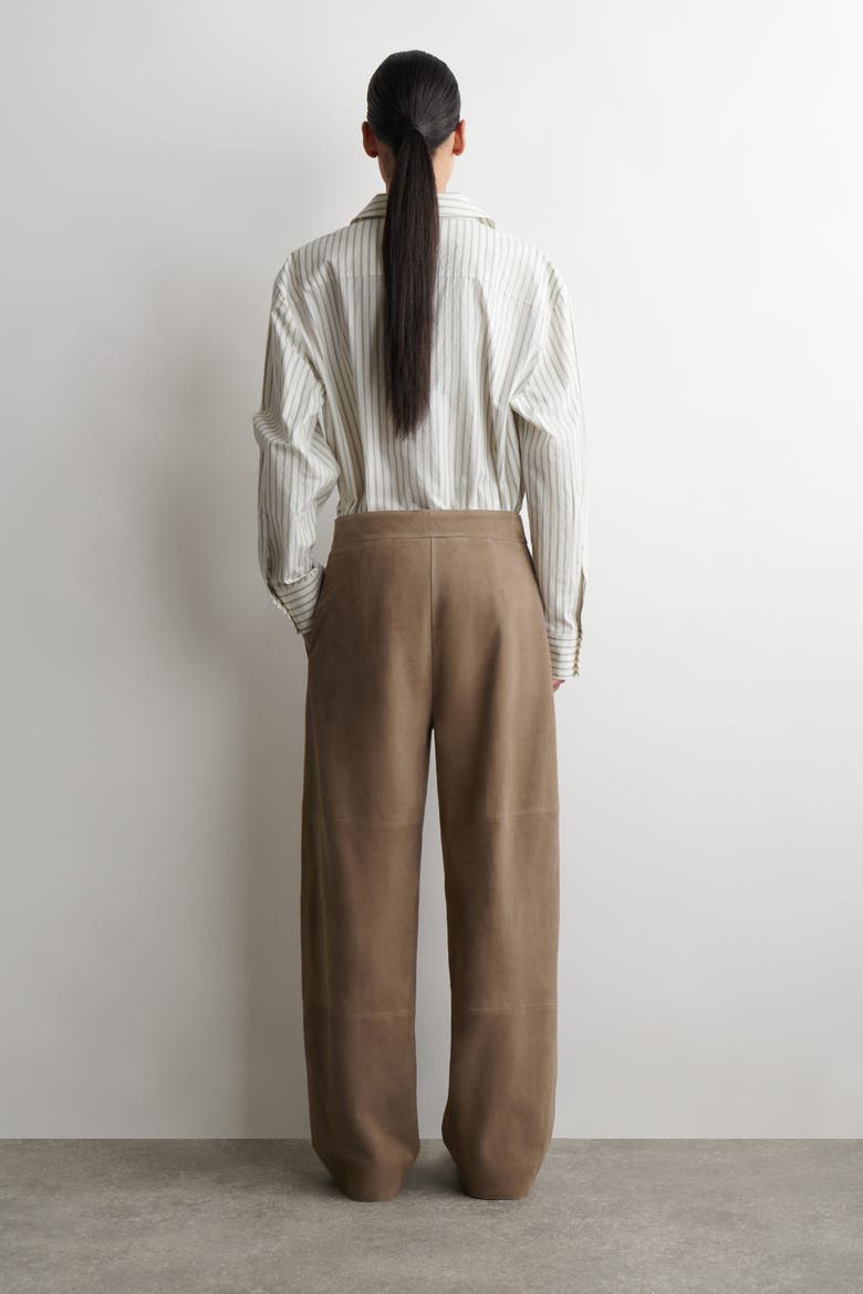 Suede Straight-leg Trousers, Alternate, color, BEIGE