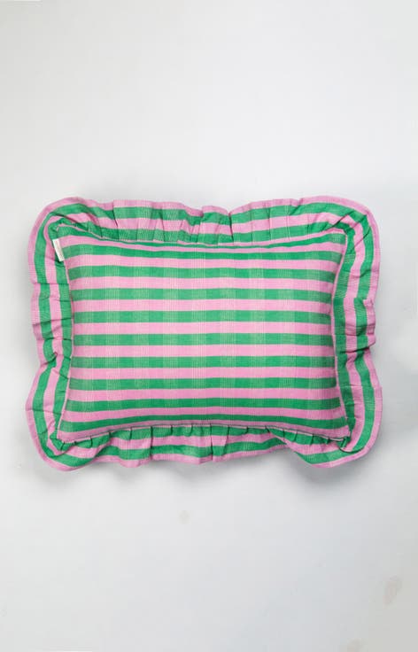 Handwoven Classic Ruffle Square Cotton Throw Pillow