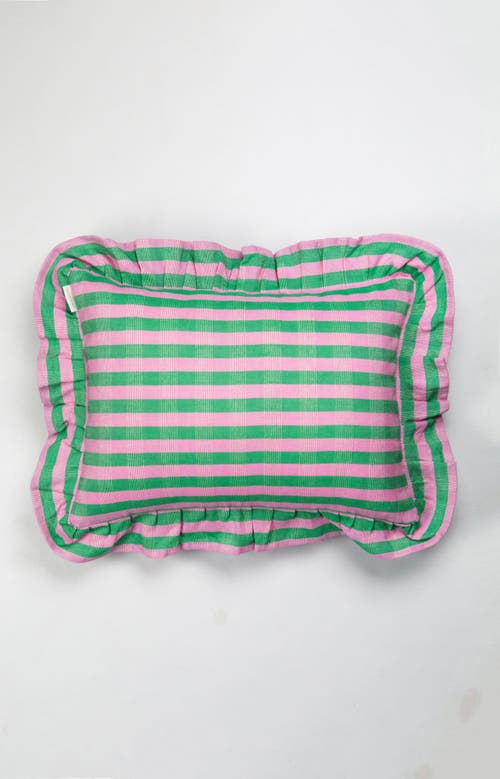 Archive New York Handwoven Classic Ruffle Square Cotton Throw Pillow In Green