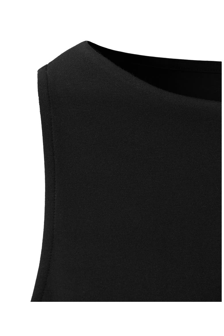 Ruched Stretch Cotton Sleeveless Top, Alternate, color, BLACK