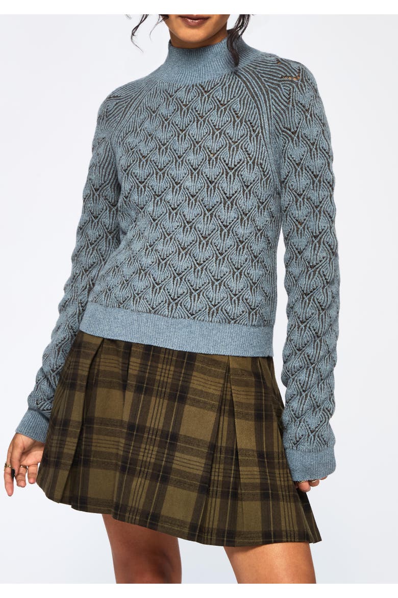 Edna Cotton Leaf Funnel Neck Jumper, Main, color, Blue