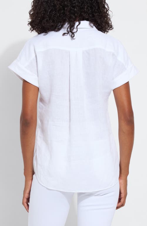 Lyssé Lyla Short Sleeve Linen Button-up Shirt In White