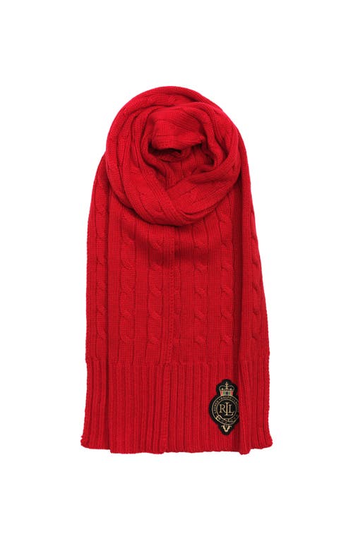 Lauren Ralplh Lauren Cable Crest Patch Scarf In Red
