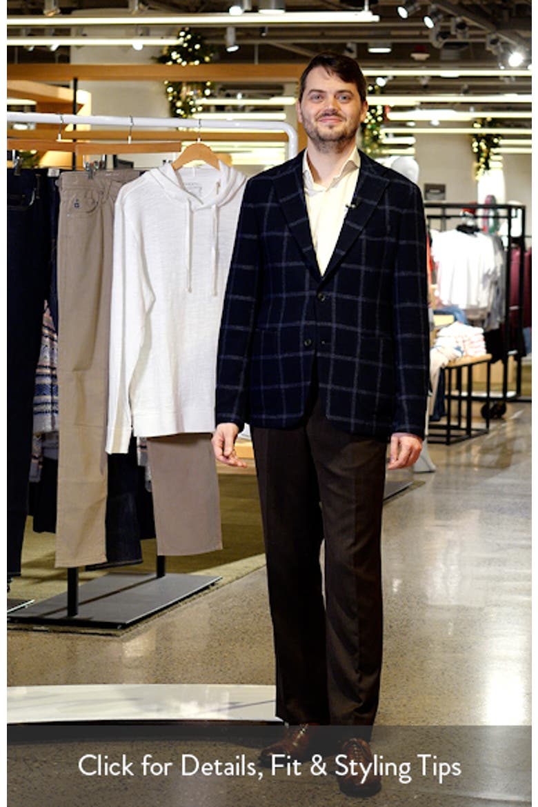 Hanry Slim Fit Navy Windowpane Check Wool Blend Twill Sport Coat video