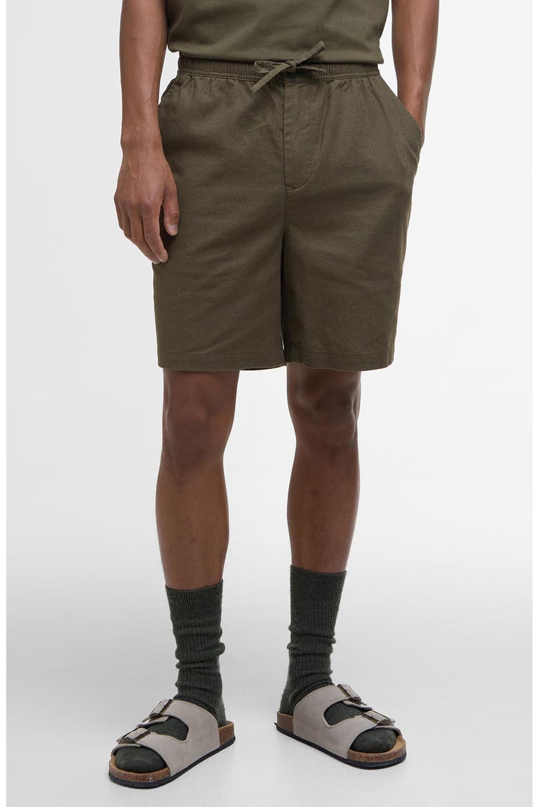 Relaxed Fit Linen & Cotton Drawstring Shorts, Main, color, LIGHT SAGE