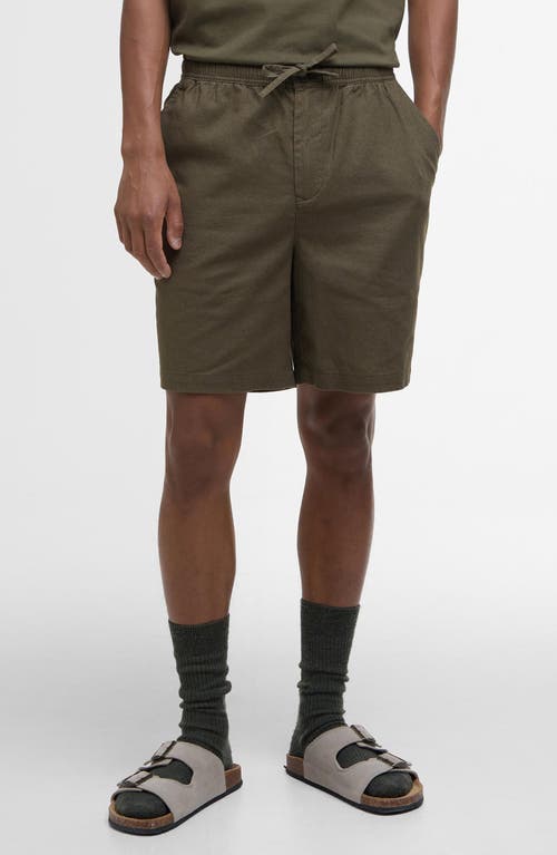 BARBOUR BARBOUR RELAXED FIT LINEN & COTTON DRAWSTRING SHORTS 